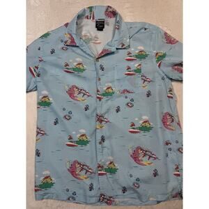 Studio Ghibli PONYO Licensed Button Up Shirt Lyocell Sky Blue Womens Large